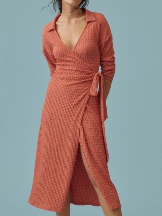 Anthropologie Dresses & Skirts - Anthropologie Waffle Wrap Dress - XL
